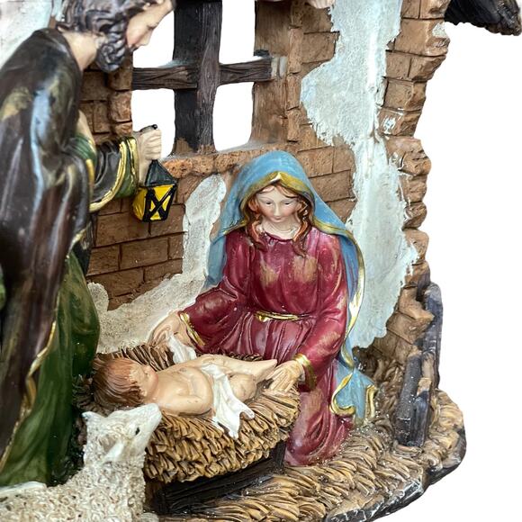 Nativity 3 Dimensional Poly Resin Christmas Light Not Working Wall or Shelf - Picture 8 of 16